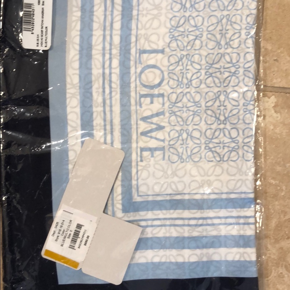 NWT Loewe scarf. Multi color blue and white